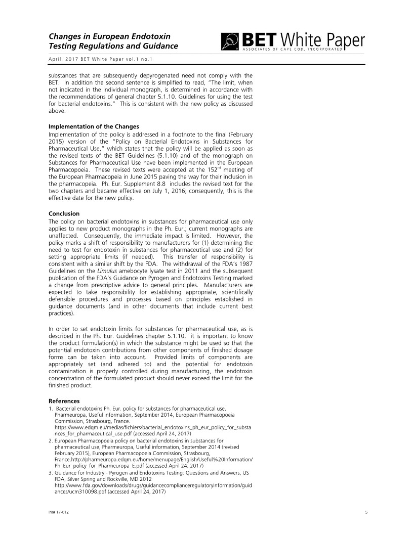 Changes in European Endotoxin Testing Regulations and Guidance - By Mick Dawson